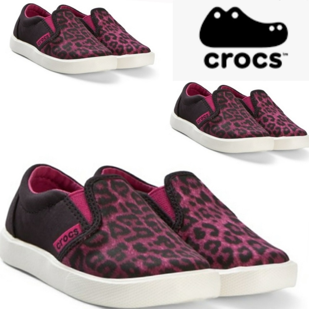 New Crocs Girl’s Citaline Leopard Slip on Shoes